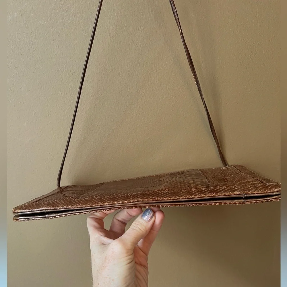 Women’s Brown Snakeskin Envelope Shoulder Purse